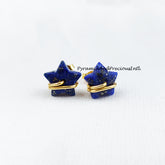 Natural Lapis Lazuli Star Earrings, Lapis Stud Earrings, Moon Earrings Stud, Lapis Lazuli Earrings, Sold By Pair